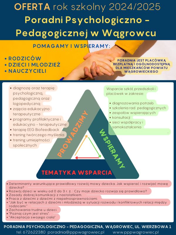 Oferta Poradni Psychologiczno - Pedagogicznej r. szk. 2024/2025